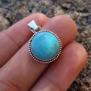 Sterling Silver Pendant, Turquoise Pendant, Healing Stone, Chakra Pendant image 6