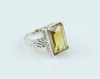 Sterling silver, Citrine, Hammered band ring