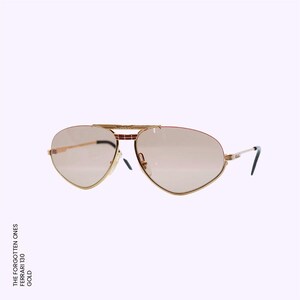 Original Vintage FERRARI Sunglasses | Model 130 | 1980s | Gold Aviator Frame with Red Accents | Unworn