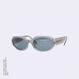 Original Vintage EMPORIO ARMANI Sunglasses | Model 596-S | 1990s | Grey Acetate Frame with Blue Lenses | New Old Stock (NOS)