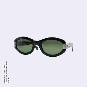 Original vintage CAROLINA HERRERA sunglasses | Model CH-101 | 1980s | Black plastic frames with silver details | New, never worn