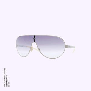 Original vintage EMPORIO ARMANI sunglasses | Model 9047 | 2000s | White visor-style frame with gradient lenses | New, never worn