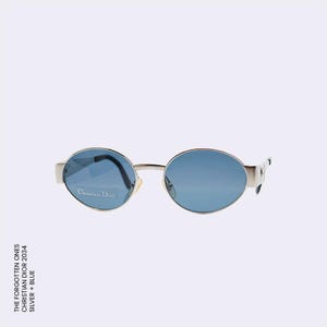 Original Vintage CHRISTIAN DIOR Sunglasses | Model 2034 | 1990s | Round Metal Frame with Blue Lenses | New, Never Worn