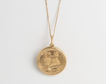 Miffy Chinese Zodiac Necklace, 18ct Gold Vermeil, Handmade in the UK, Officially Licensed, Gift for Her