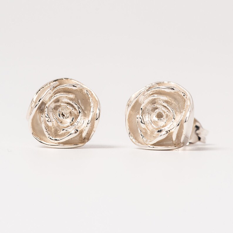 Wild About Flowers Silver Rose Stud Earrings image 2