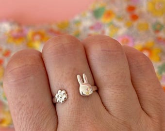Miffy Daisy Adjustable Ring, Sterling Silver Handmade Jewellery Gift