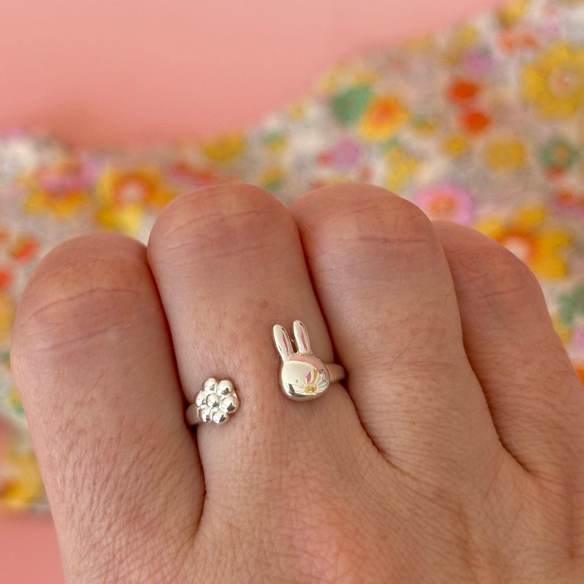 Miffy Daisy Adjustable Ring, Sterling Silver Handmade Jewellery