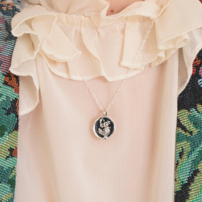 Labyrinth Worm Necklace | Sterling Silver Worm in Cup | Jim Henson Movie Jewellery | 80s Fantasy Film Gift | Handmade UK Necklace image 3