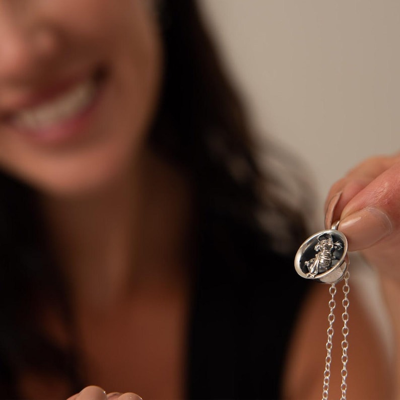 Labyrinth Worm Necklace | Sterling Silver Worm in Cup | Jim Henson Movie Jewellery | 80s Fantasy Film Gift | Handmade UK Necklace image 6