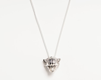 Chaîne de collier d'ourson guépard en argent sterling 925, collier animal