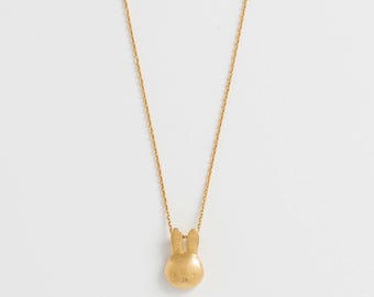Large Miffy Head Necklace in 18ct Gold Vermeil, Elegant Bunny Pendant, Handcrafted Jewelry, Perfect Statement Piece, Miffy Necklace