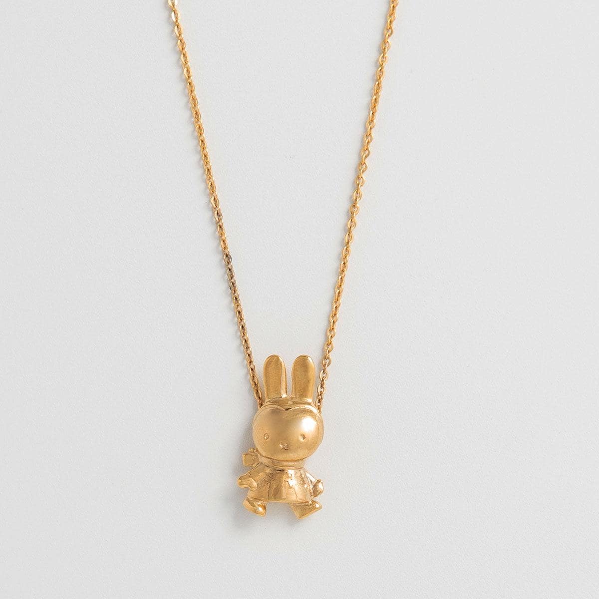 Winter Miffy Necklace | Gold Vermeil Bunny Pendant | Handmade Gift 