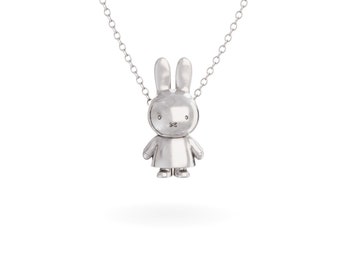 Collier Miffy en argent sterling, pendentif fait main au Royaume-Uni, bijoux sous licence officielle, cadeau Miffy