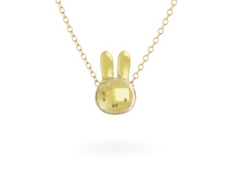 18ct Gold Vermeil Miffy Medium Head Necklace – Classic Design, Handmade Gifts, Gifts for Her, Rabbit Lovers