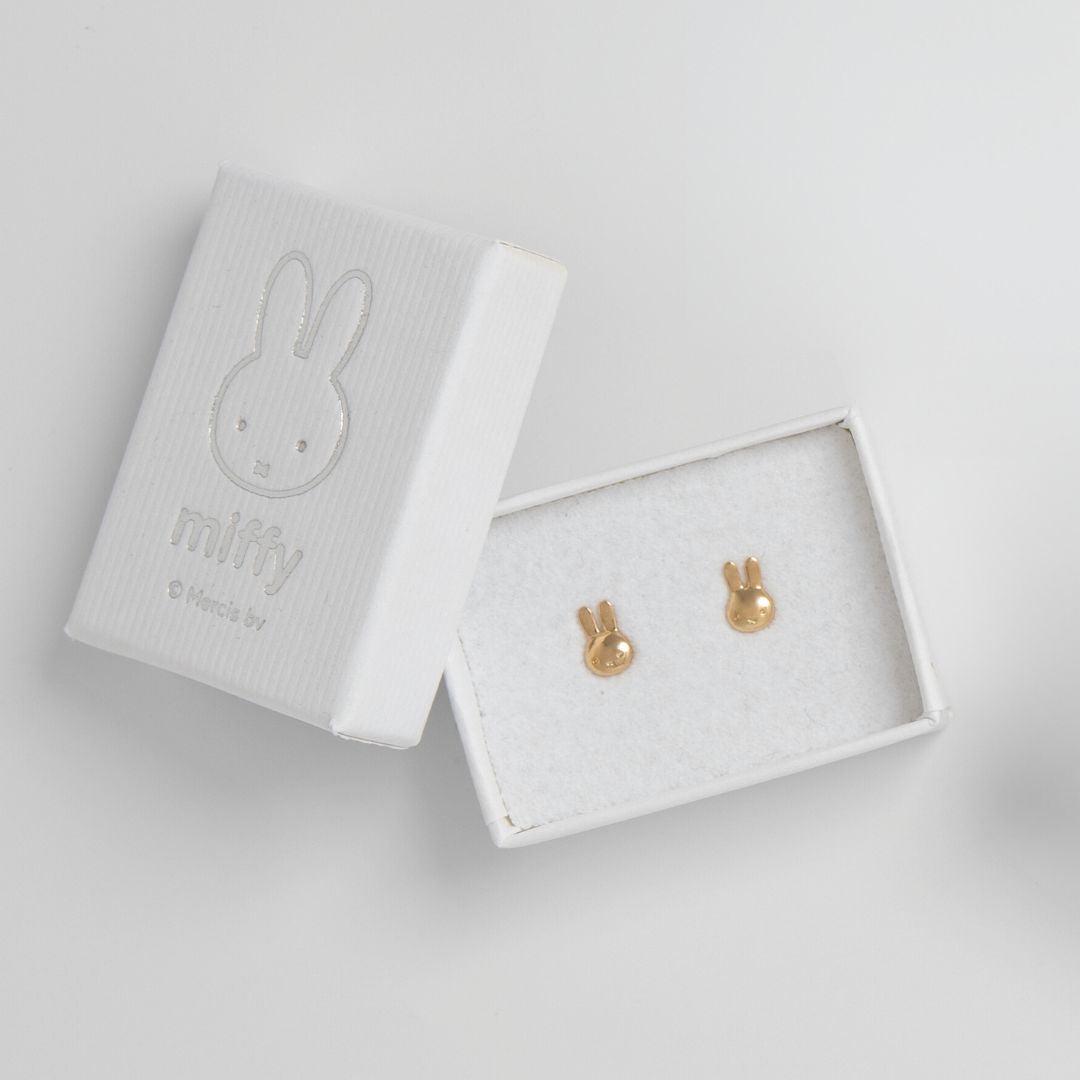 Miffy Head Stud Earrings - Handcrafted Recycled Sterling Silver Cute Bunny Jewellery - Adorable Gift for Rabbit Lovers
