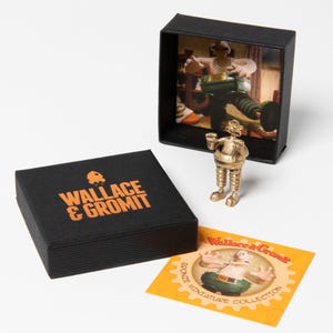 Wallace Bronze Figurine – Techno Trousers Collectable – Aardman Gift – Handmade UK Miniature – Official Wallace & Gromit Art Sculpture image 2