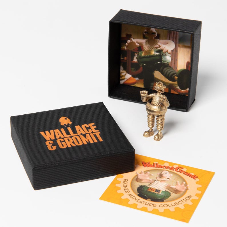 Wallace Bronze Figurine – Techno Trousers Collectable – Aardman Gift – Handmade UK Miniature – Official Wallace & Gromit Art Sculpture image 2