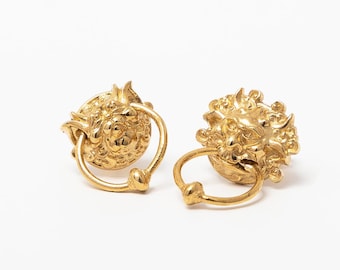 Labyrinth Gold Door Knocker Earrings – 18ct Gold Vermeil – Jim Henson Jewellery – Quirky Handmade 80s Movie Gift – Official Film Merch