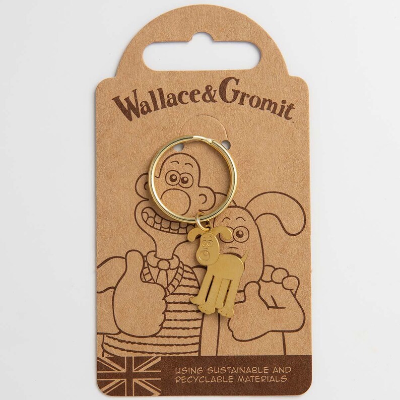 Etched Gromit Brass Keyring | Wallace & Gromit Collectable image 2