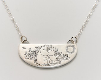 Moomin Friends Among Flowers Necklace (Sterling Silver)