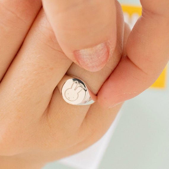 Miffy Adjustable Signet Ring – Sterling Silver Bunny Ring for