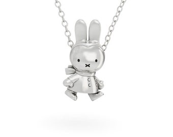 Winter Miffy Necklace in Sterling Silver, Snowy Bunny Pendant, Seasonal Handcrafted Jewelry, Perfect Winter Accessory