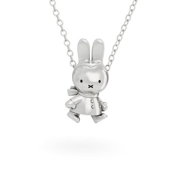 Winter Miffy Necklace in Sterling Silver, Snowy Bunny Pendant, Seasonal Handcrafted Jewelry, Perfect Winter Accessory