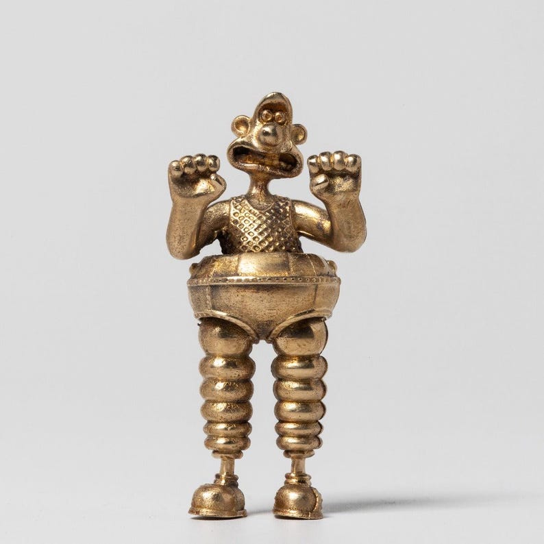 Wallace Bronze Figurine – Techno Trousers Collectable – Aardman Gift – Handmade UK Miniature – Official Wallace & Gromit Art Sculpture image 1