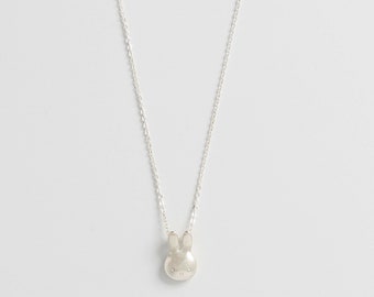 Miffy Mini Head Necklace, Handcrafted Bunny Charm Pendant, Dainty Silver Jewellery, Ideal for Subtle Elegance