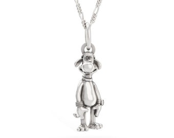 Shaun le mouton Collier Bitzer en argent sterling, Collier en argent, Shaun le mouton, Cadeaux de Noël