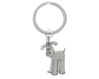 Gromit Sterling Silver Keyring | Handmade Wallace & Gromit Gift for Him | Etched Dog Charm | Aardman Fan Collectable | UK Made Key Ring