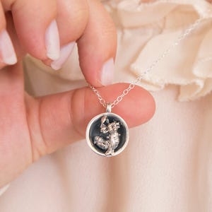 Labyrinth Worm in a Cup charm necklace worn on 45 cm chain, highlighting whimsical design
