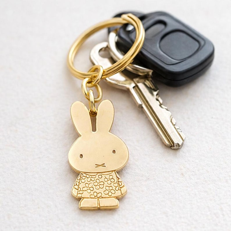 Miffy Daisy Keyring | Solid Brass Bag Charm | Officially Licensed Miffy Product image 2
