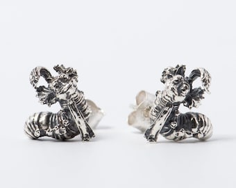 Labyrinth Worm Stud Earrings | Sterling Silver | Jim Henson Gift | 80s Fantasy Jewellery | Handmade in UK