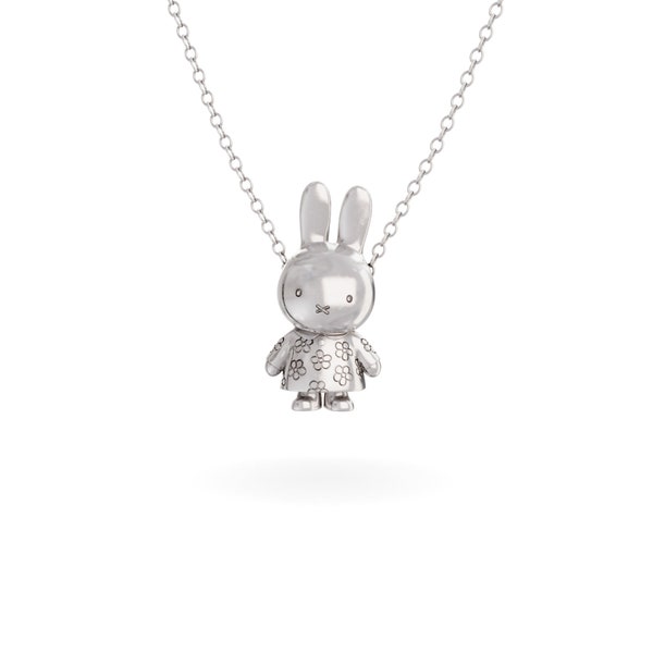 Miffy Flower Body Necklace Sterling Silver, Collier de lapin, Cadeaux pour elle, Cadeau de Noël