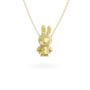 Miffy Floral Full Body Necklace Daisy Pattern Dress, 18ct Gold Vermeil, Handmade in the UK, Officially Licensed, Gift for Her