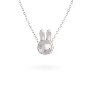 Sterling Silver Miffy Necklace, Medium Miffy Head Pendant, Handcrafted Bunny Jewelry, Perfect for Classic Miffy Lovers