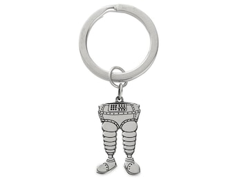 Wallace & Gromit Keyring – Sterling Silver Etched Design – Handmade UK Gift – Wrong Trousers Collectable – Official Aardman Merch