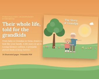 Personalized Grandparent Storybook | Grandpa or Grandma Life Story Book | Printable In Loving Memory Gift for Grandkids
