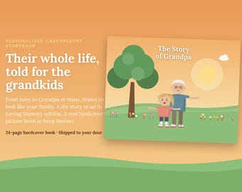 Personalized Grandparent Storybook Hardcover | Grandpa or Grandma Life Story Book | In Loving Memory Gift for Grandkids
