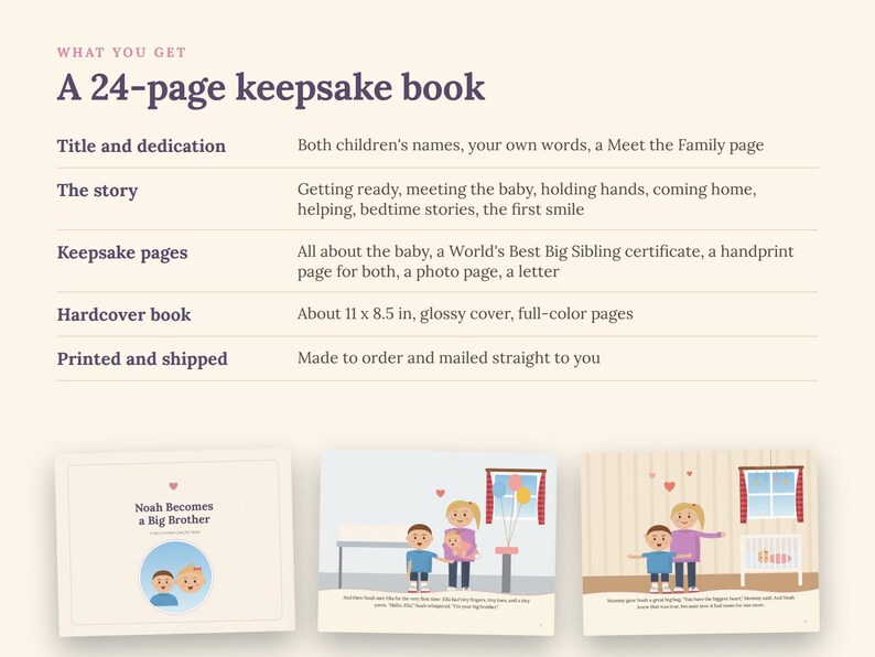 Personalized Big Sister Book Hardcover | Big Brother Book Starring Your Kids | New Baby Sibling Gift Keepsake Storybook image 7
