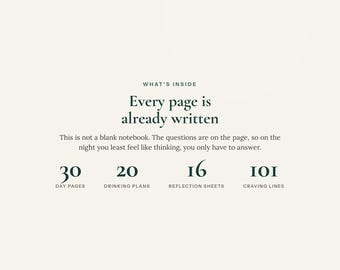 The Drinking Journal Printable 30 Day Workbook to Drink Less or Quit Alcohol Sober Curious Guided Journal Instant Download PDF