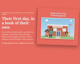 Personalized First Day of School Book Hardcover | Custom Kindergarten Storybook Starring Your Child | Back to School Keepsake Gift