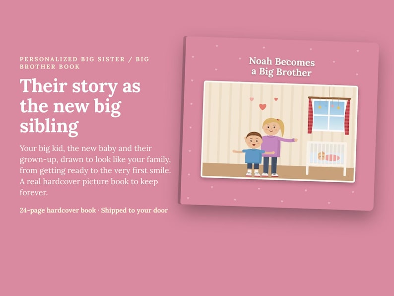 Personalized Big Sister Book Hardcover | Big Brother Book Starring Your Kids | New Baby Sibling Gift Keepsake Storybook image 1
