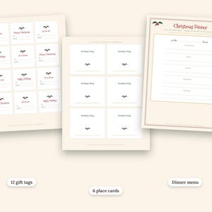 Utskrivbart julpaket för familjen, julfestspel för barn och vuxna, julbingo, frågesport, presentetiketter, placeringskort, PDF bild 4