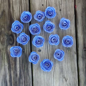 25 Blue Paper Flowers. Rolled Paper Flowers. Loose Flowers. Party Decorations. Wedding Table Decor. Table Scatter. Small Flowers.