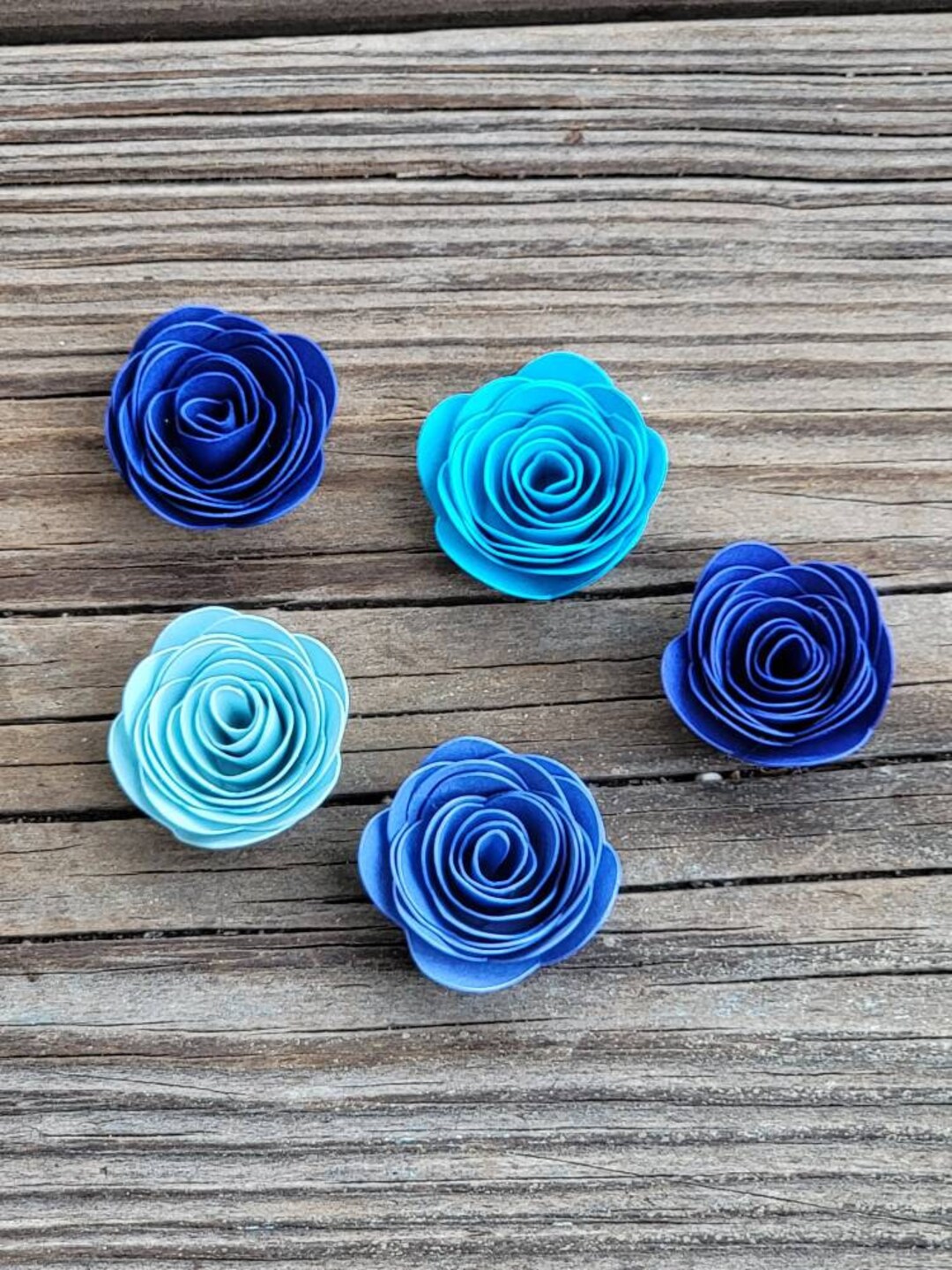 30 MINI Shades of Blue Paper Roses. Wedding Table Decor.bridal Shower Decor.baby Shower Decor