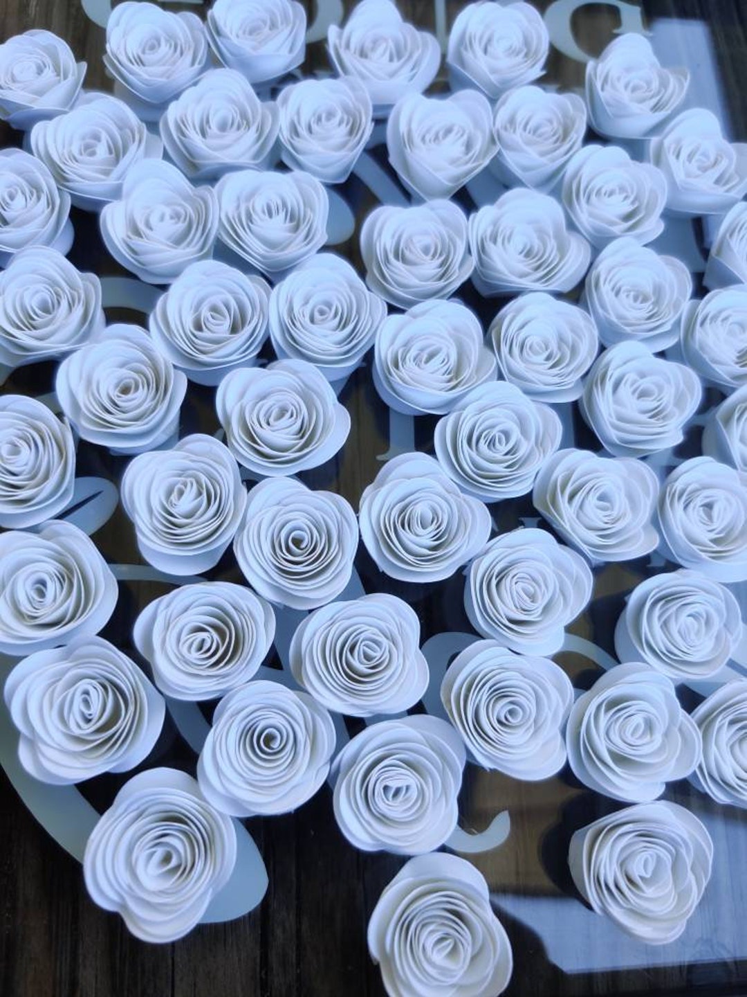 30 MINI WHITE ROSES. 3d Paper Flowers.loose Flowers. Wedding Table