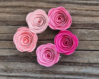 30 MINI Shades of Pink Paper Roses. Wedding Table Decor.Bridal Shower Decor.Baby Shower Decor.Embellishments.