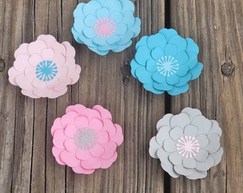 25 Shades of Pink,Blue and Grey Paper Flowers.Loose Paper Flowers.Loose Flowers.Party Decorations. Wedding Table Decor. Small Flowers.